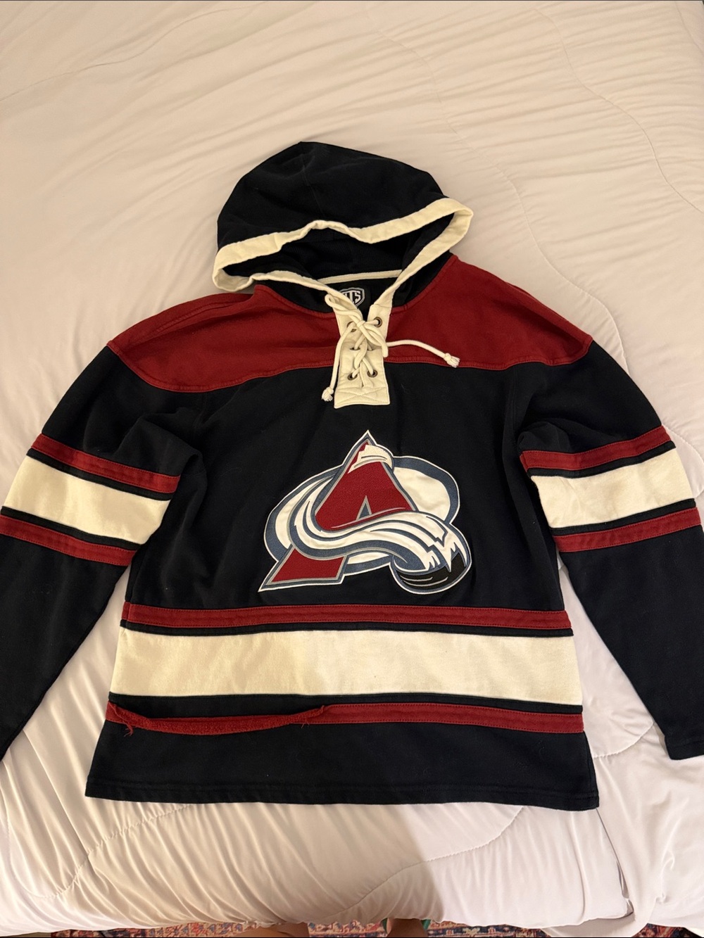 Colorado Avalanche Black and Maroon Hooded Hockey Pullover